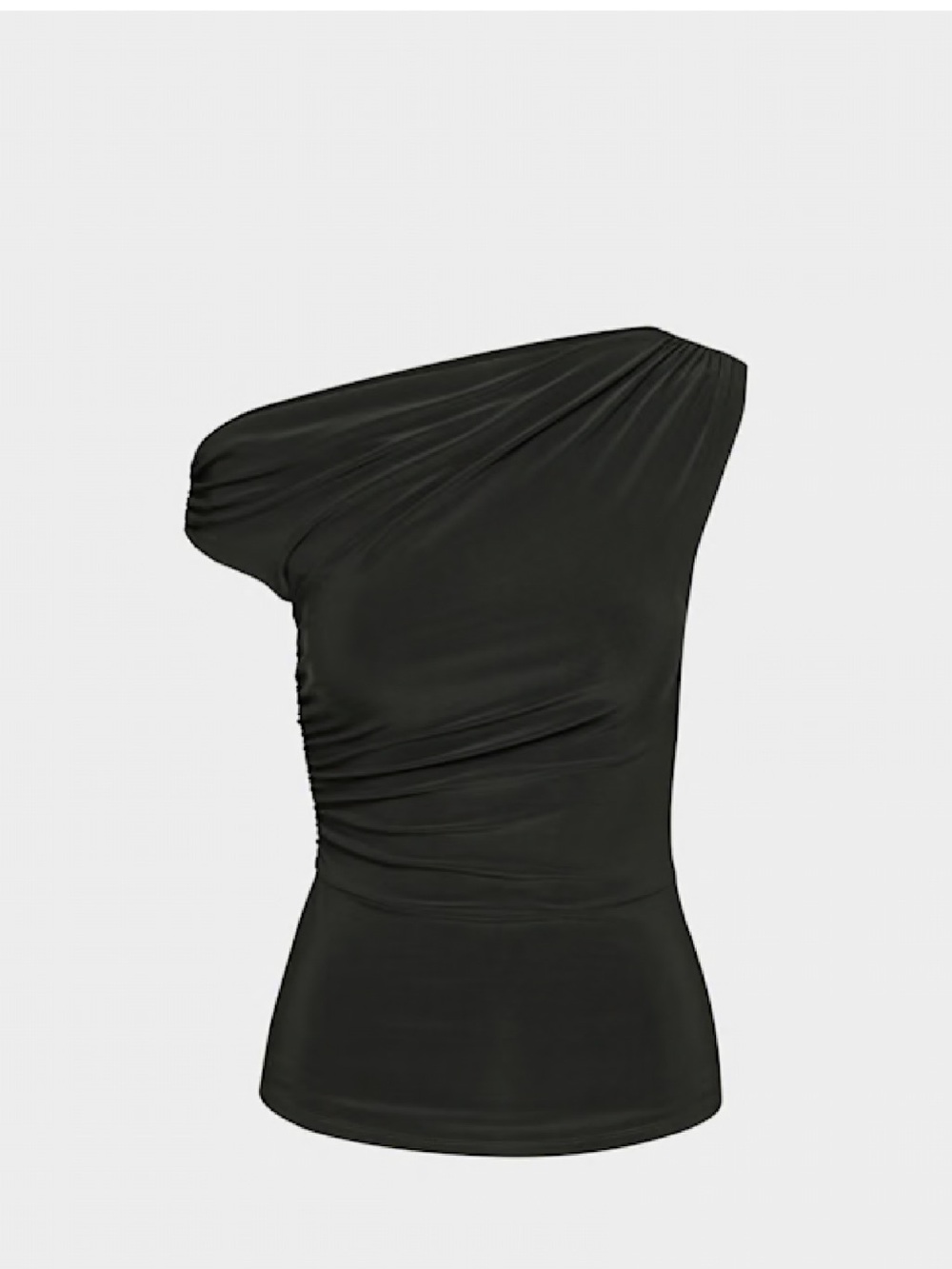 Babaton Gallery One-Shoulder Black Ruched Tank